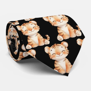 Tigre mignon souriant cravate noire