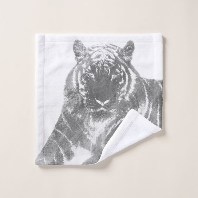 Tigre noir et blanc (Gant de toilette)