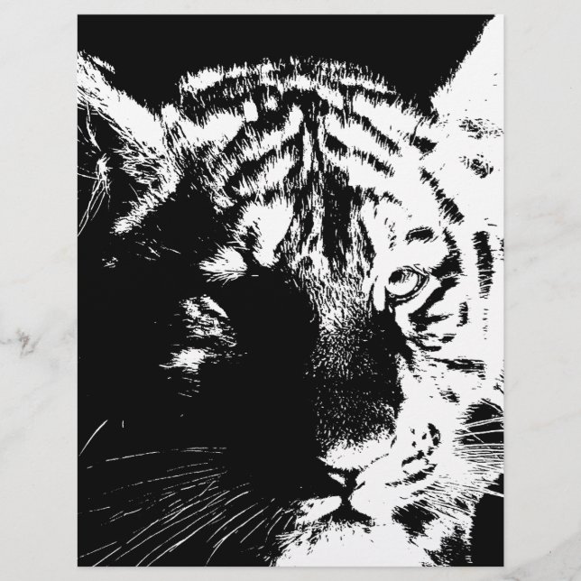 Tigre noir et blanc Pop Art (Devant)