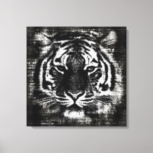Tigre noir et blanc toile Vintage enveloppée