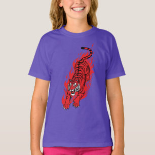 Tigre Rouge Flamboyant – T-Shirt de la Bête de Feu