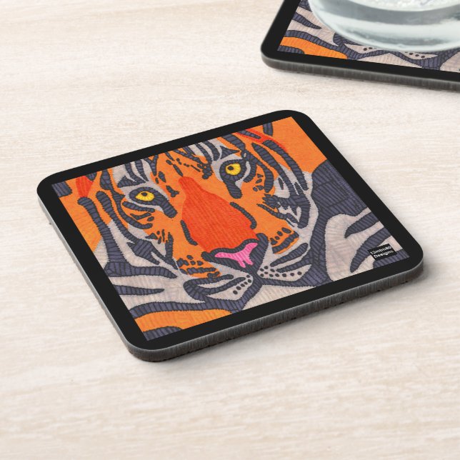 Tigre (simple) - Dessous de verre en plastique (Côté gauche)