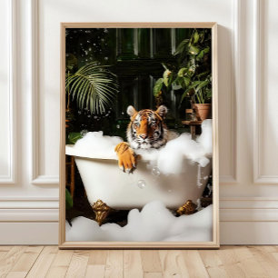 Tigre Tropical dans la Baignoire Impression - Mur