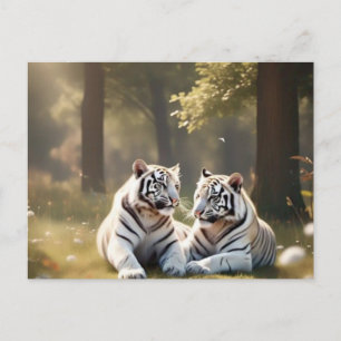 Tigres Blancs Éthérés – Carte Postale de la Forêt