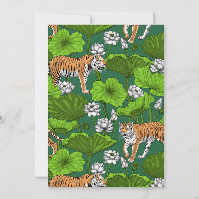 Tigres dans l'étang blanc de lotus (Devant)