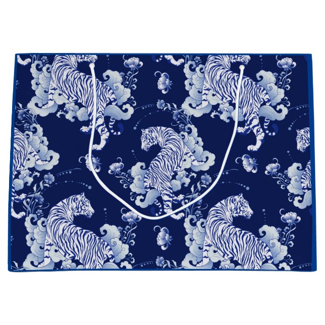 TIGRES DE SAC CADEAU EN NUAGES EN BLEU (Devant)