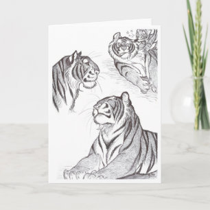 Tigres en noir carte de voeux