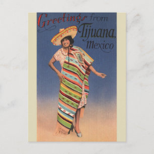 Tijuana, Mexique carte postale de voyage vintage
