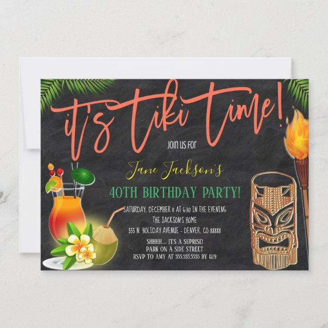 Tiki Bar Invitation de fête d'anniversaire (Devant)