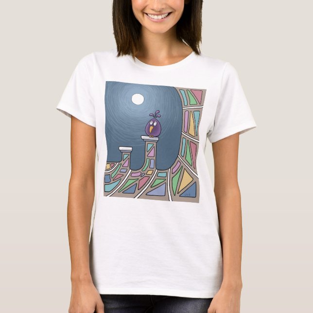 Tiki Bird pourpre avec T-shirt pleine lune (Devant)
