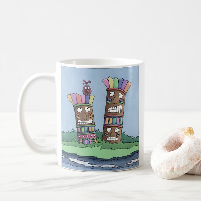 Tiki Bird Rosebud Café Mug (Avec donut)