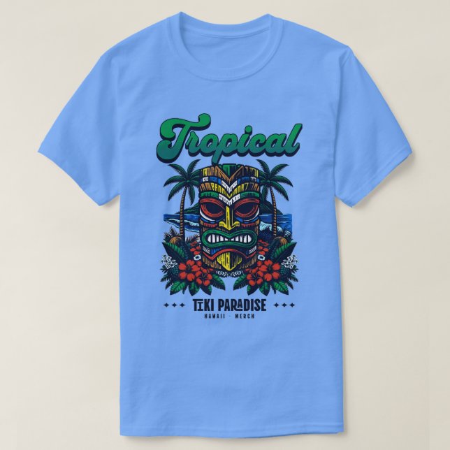 Tiki masque hawaii plage tropicale TShirt (Design devant)