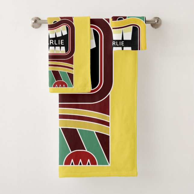 Tiki Totems personnalisé nom et ensemble de servie (En situation)