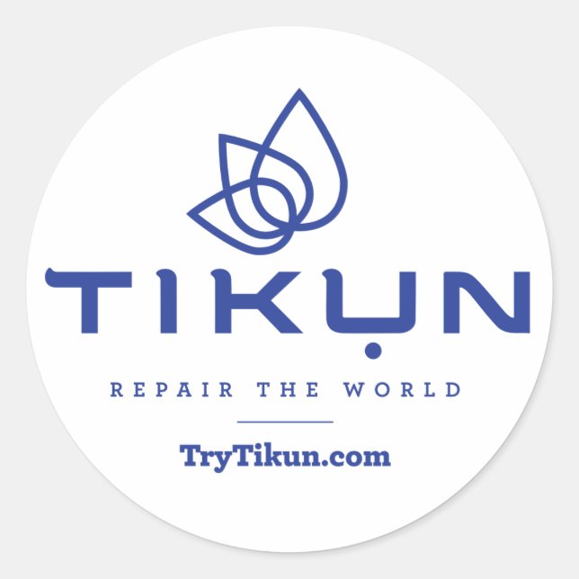 Tikun Bleu Sur Sticker Blanc (Devant)