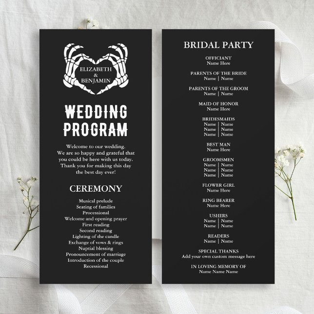 Til Death Skeleton Black Long Wedding Programme (Til Death Skeleton Black Long Wedding Program
)