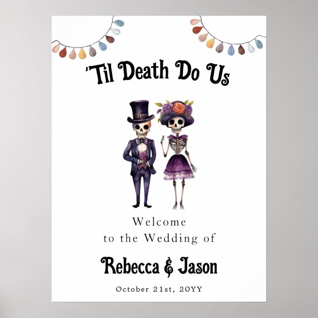 Til Death Skeletons Affiche de bienvenue Mariage (Devant)