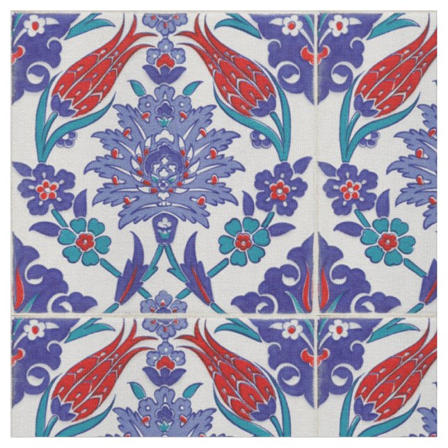 Tile marocaine Boho Blue Motif tissu de coton (Fermer)