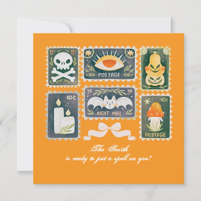 Timbre Citrouille de saison Éffrayante Halloween R (Devant)