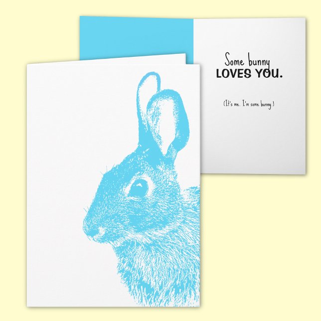 Timbre d'art photo rabbit Plié Carte Pâques (This cute "Easter Bunny" card features original photo art and the phrase "some bunny loves you." )