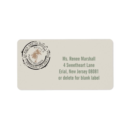 Timbre de palmier de passeport de Puerto Vallarta Étiquette D’adresse