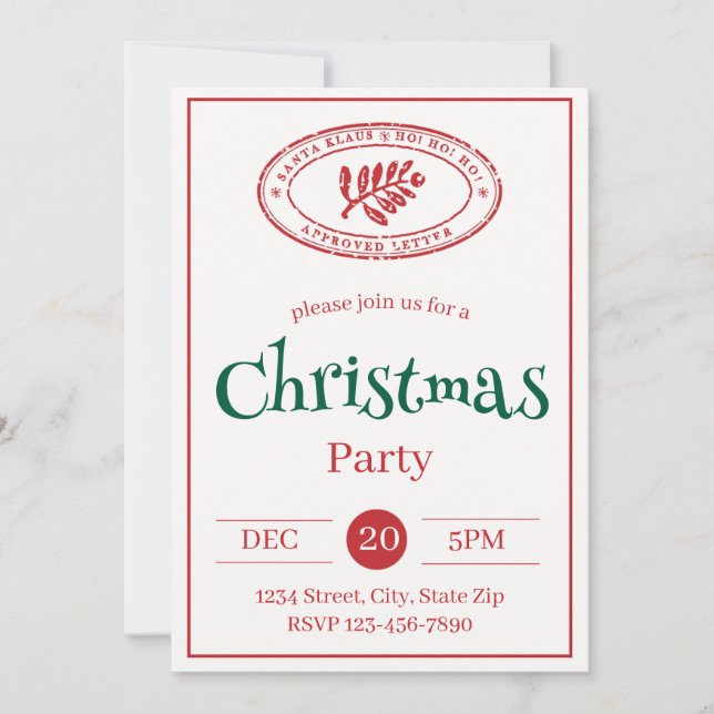 Timbre de Père Noël rustique Invitation de vacance (Devant)
