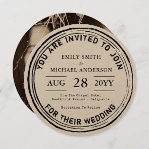 Timbre d'encre ronde Russe Faire-part de mariage p