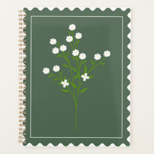 Timbre floral vert blanc pour l'organisation de ré
