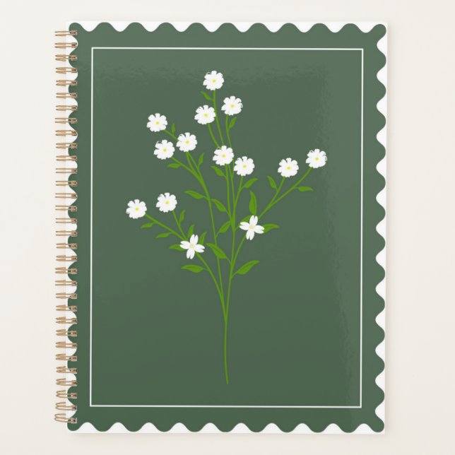Timbre floral vert blanc pour l'organisation de ré (Devant)