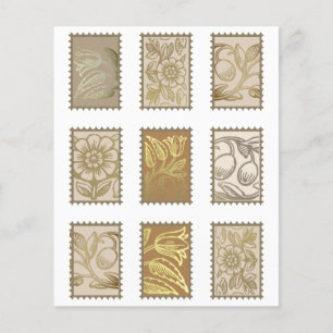 Timbre Postage Faux Vintage Journal Floral Ephemer