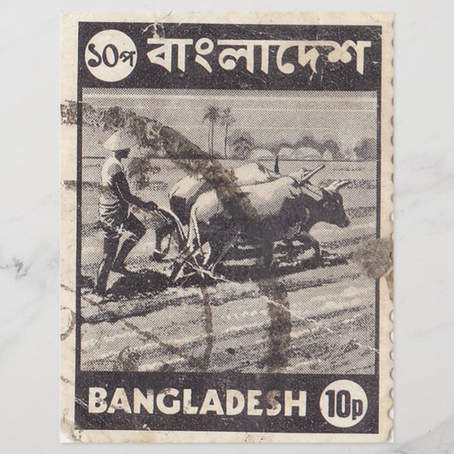 Timbre postal du Bangladesh avec un homme et des t (Devant)