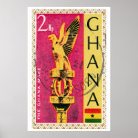 Timbre-poste Aigle Royal, Impression Vintage Ghana