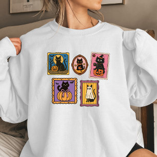 Timbres de chat noir Sweatshirt Halloween pour fem
