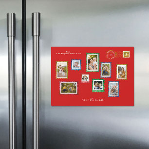 Timbres de Collage de Photos Rouge Noël Grand-mère