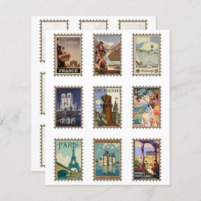 Timbres de poste de voyage français recto verso 1  (Devant / Derrière)