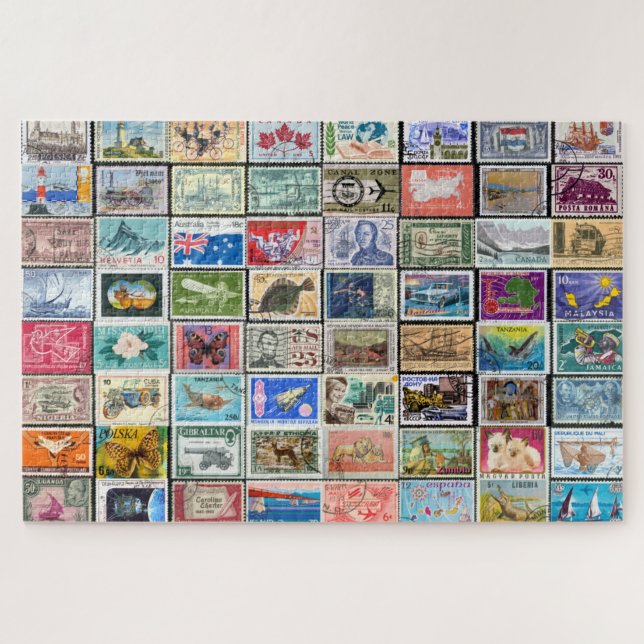 Timbres Poscènes vintages Collage Puzzle (Horizontal)