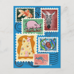 Timbres postaux d'animaux Cartes postales