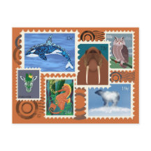 Timbres postaux d'animaux Cartes postales