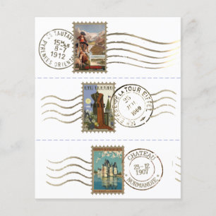 Timbres Poste Fausse Français Vintage Junk Journal
