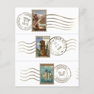 Timbres Poste Fausse Français Vintage Junk Journal