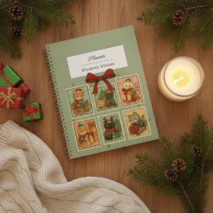 Timbres Vintage Noël Chats Fête Rétro Chat 