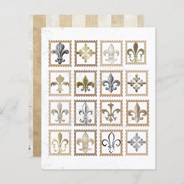Timbres vintages Fleur de Lis (Devant / Derrière)
