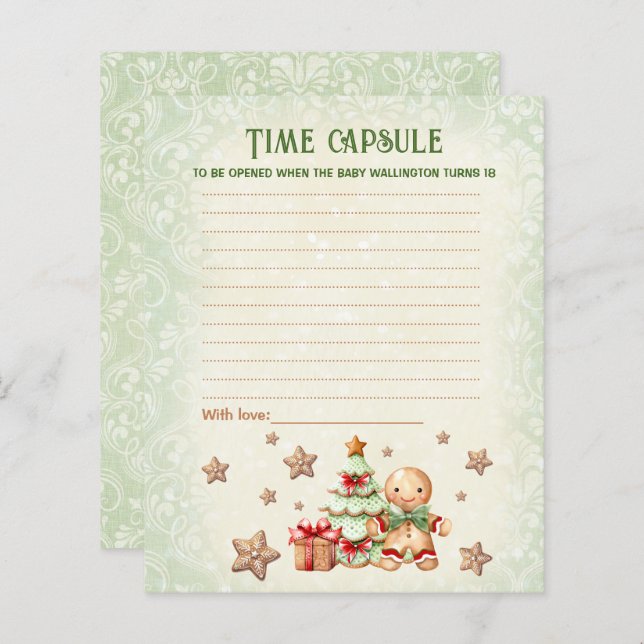 Time capsule Carte Baby shower de Noël Jeu (Devant / Derrière)