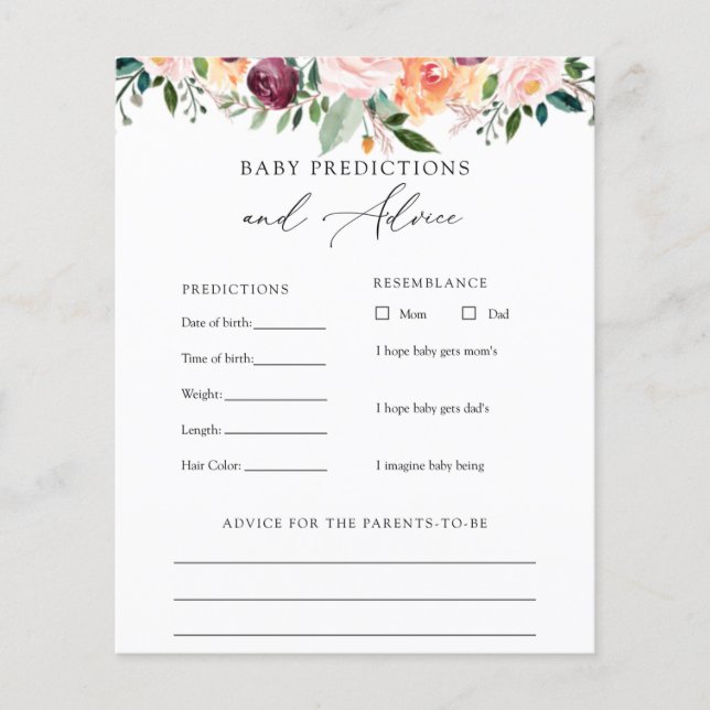 Time for Tea Baby Advice and Predictions Card (Devant)