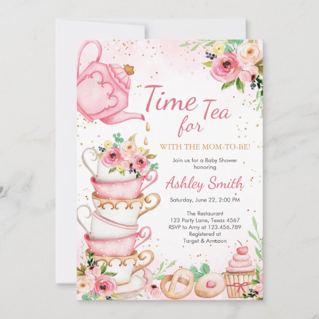 Time for Tea Birthday Party Invitation (Devant)