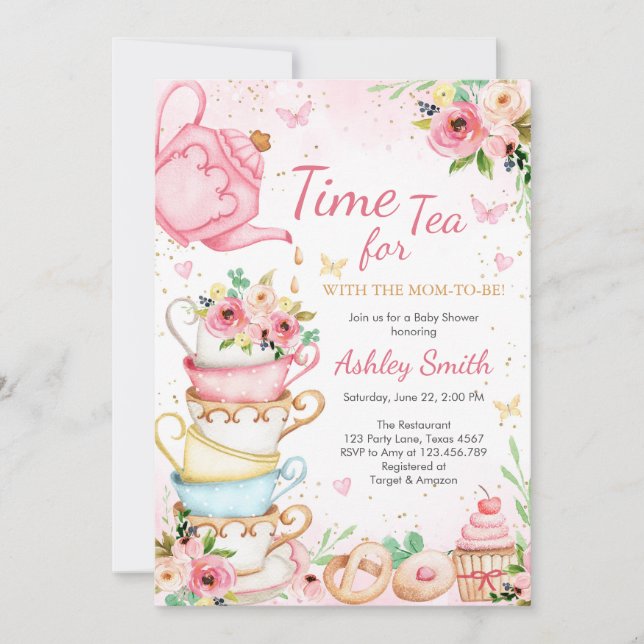 Time for Tea Birthday Party Invitation (Devant)