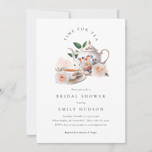 Time for Tea Bridal Shower Invitation (Devant)