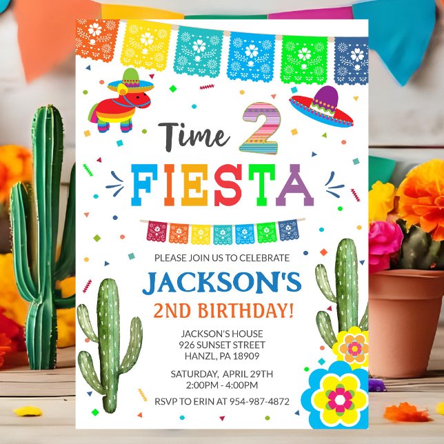 Time Two Fiesta | Invitation pour les 2 ans sur le (Créateur téléchargé)