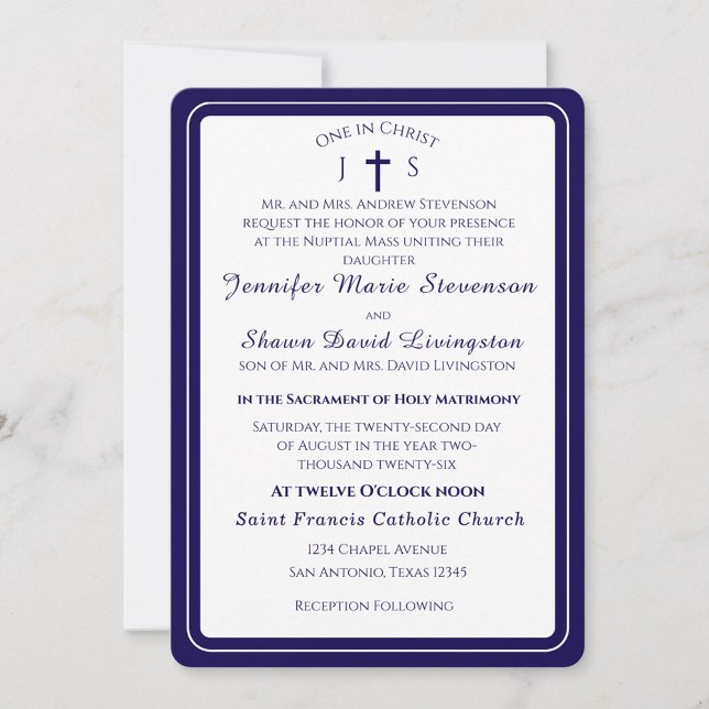 Timeless Catholic Monogrammed Wedding Invitation (Créateur téléchargé)