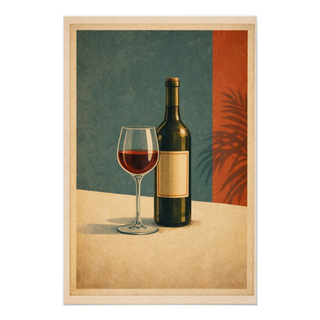 Timeless Red Wine Retro Bar Cart Poster (Devant)