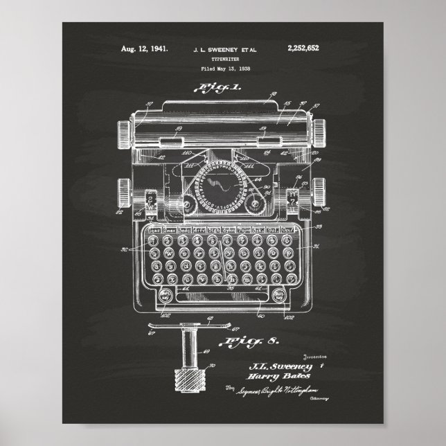 Timewriter 1941 Brevet d'art Tableau noir (Devant)